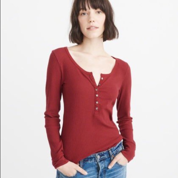 red henley shirt women's